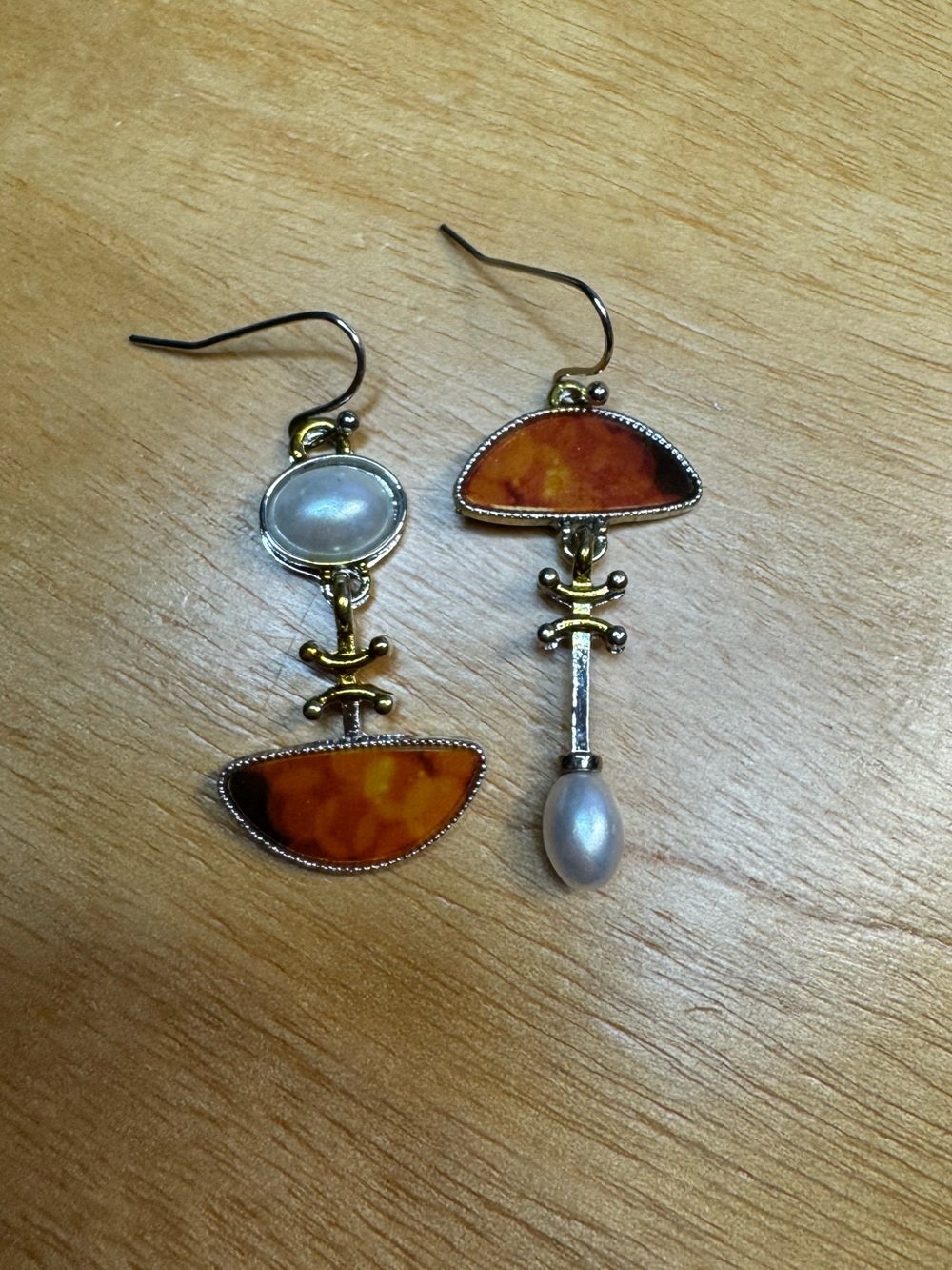 NWT Orange & Pearl Dangle Earrings